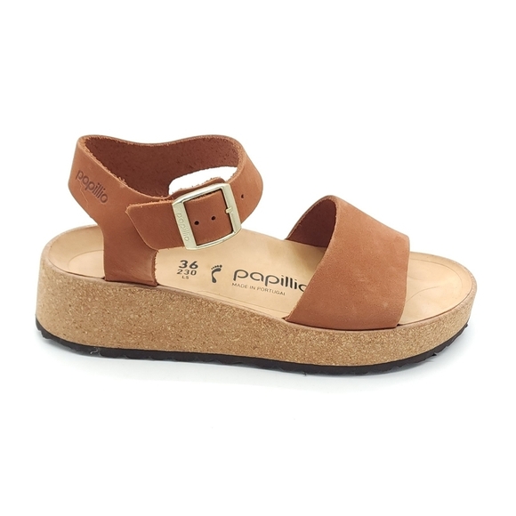 Birkenstock Papillio Glenda Brown Nubuck Leather Ankle Strap Sandals Size 5 - Picture 2 of 10